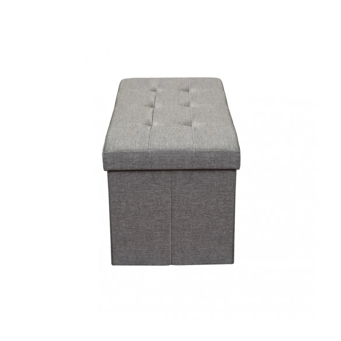 Pouf Contenitore Poggiapiedi in Stoffa Grigio Rettangolare 76x38 cm