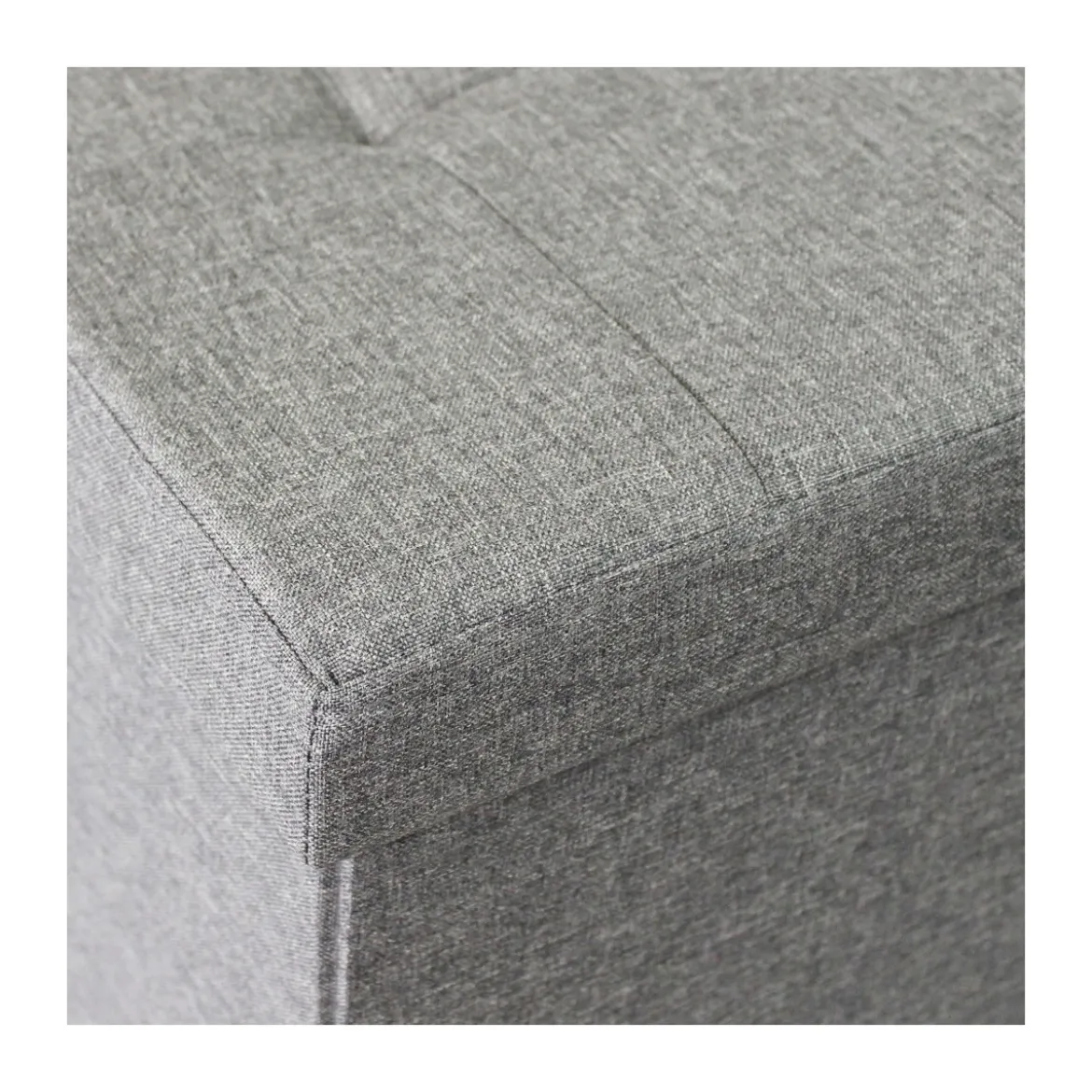 Pouf Contenitore Poggiapiedi in Stoffa Grigio Rettangolare 76x38 cm