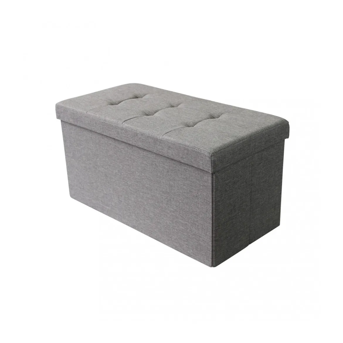 Pouf Contenitore Poggiapiedi in Stoffa Grigio Rettangolare 76x38 cm