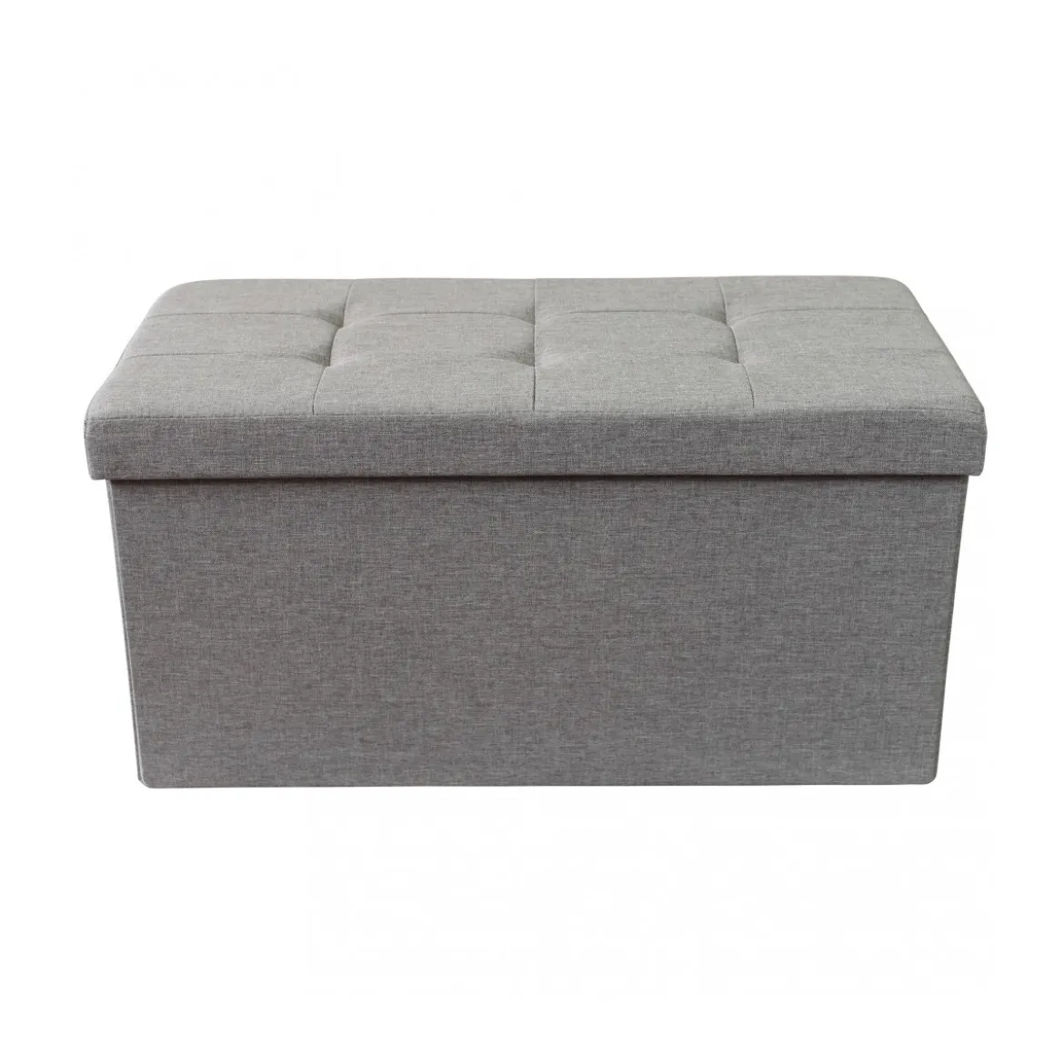 Pouf Contenitore Poggiapiedi in Stoffa Grigio Rettangolare 76x38 cm