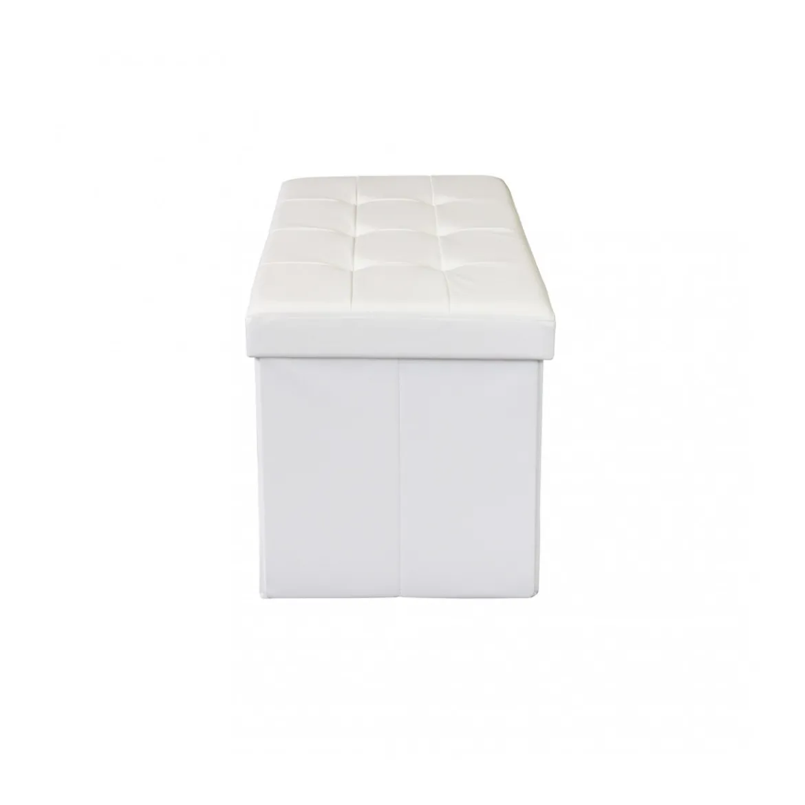 Pouf Contenitore Poggiapiedi Bianco Rettangolare 76x38 cm