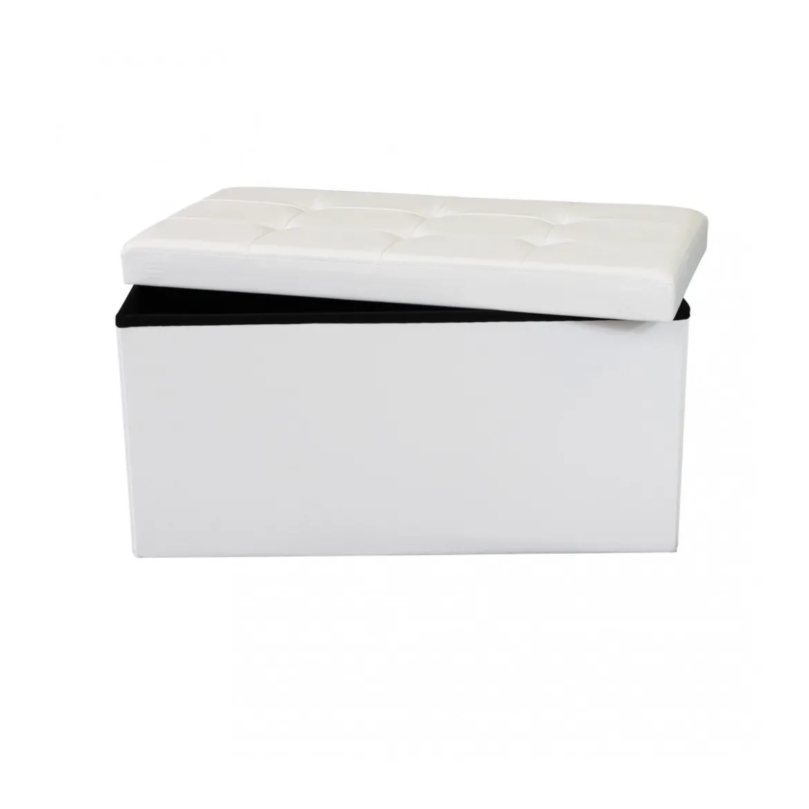 Pouf Contenitore Poggiapiedi Bianco Rettangolare 76x38 cm