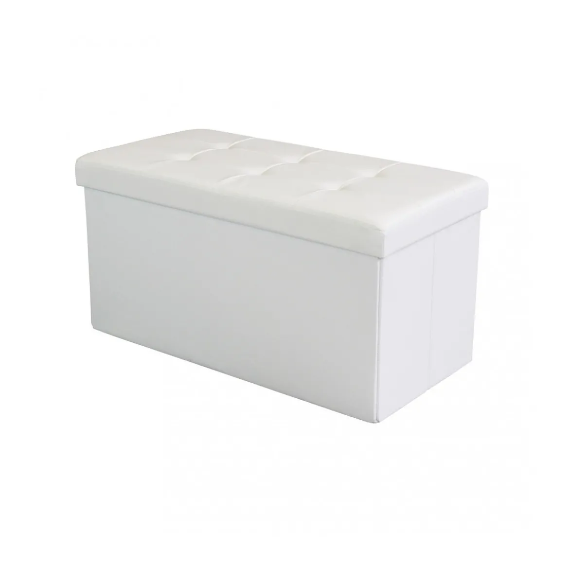 Pouf Contenitore Poggiapiedi Bianco Rettangolare 76x38 cm