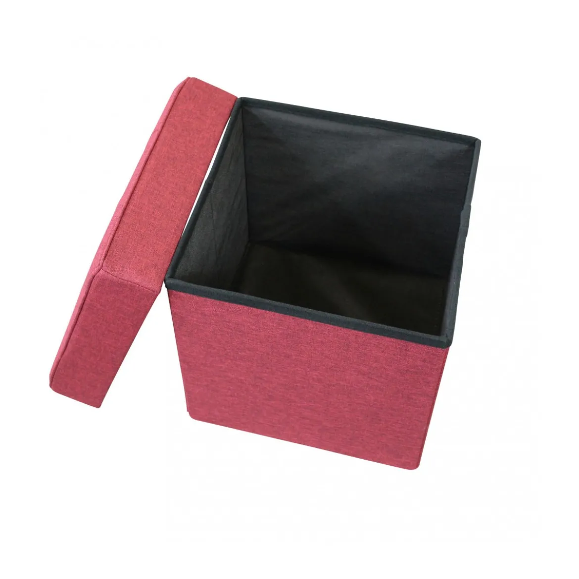 Pouf Contenitore Portaoggetti in Velluto Rosso Quadrato Portaoggetti 38x38x40 cm
