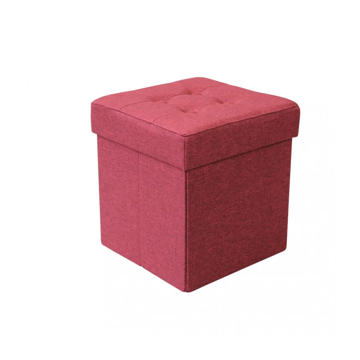 Pouf Contenitore Portaoggetti in Velluto Rosso Quadrato Portaoggetti 38x38x40 cm