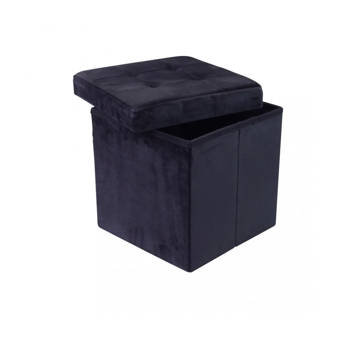 Pouf Contenitore Portaoggetti in Velluto Quadrato Portaoggetti 38x38 cm