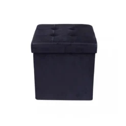 Pouf Contenitore Portaoggetti in Velluto Quadrato Portaoggetti 38x38 cm