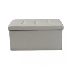 Pouf Contenitore Rettangolare in Stoffa Tortora 76x38 cm