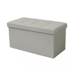Pouf Contenitore Rettangolare in Stoffa Tortora 76x38 cm