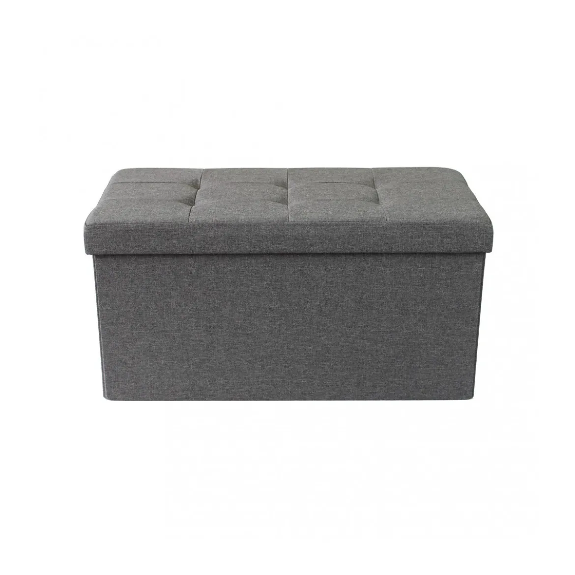 Pouf Contenitore Rettangolare in Stoffa Grigio Scuro 76x38 cm