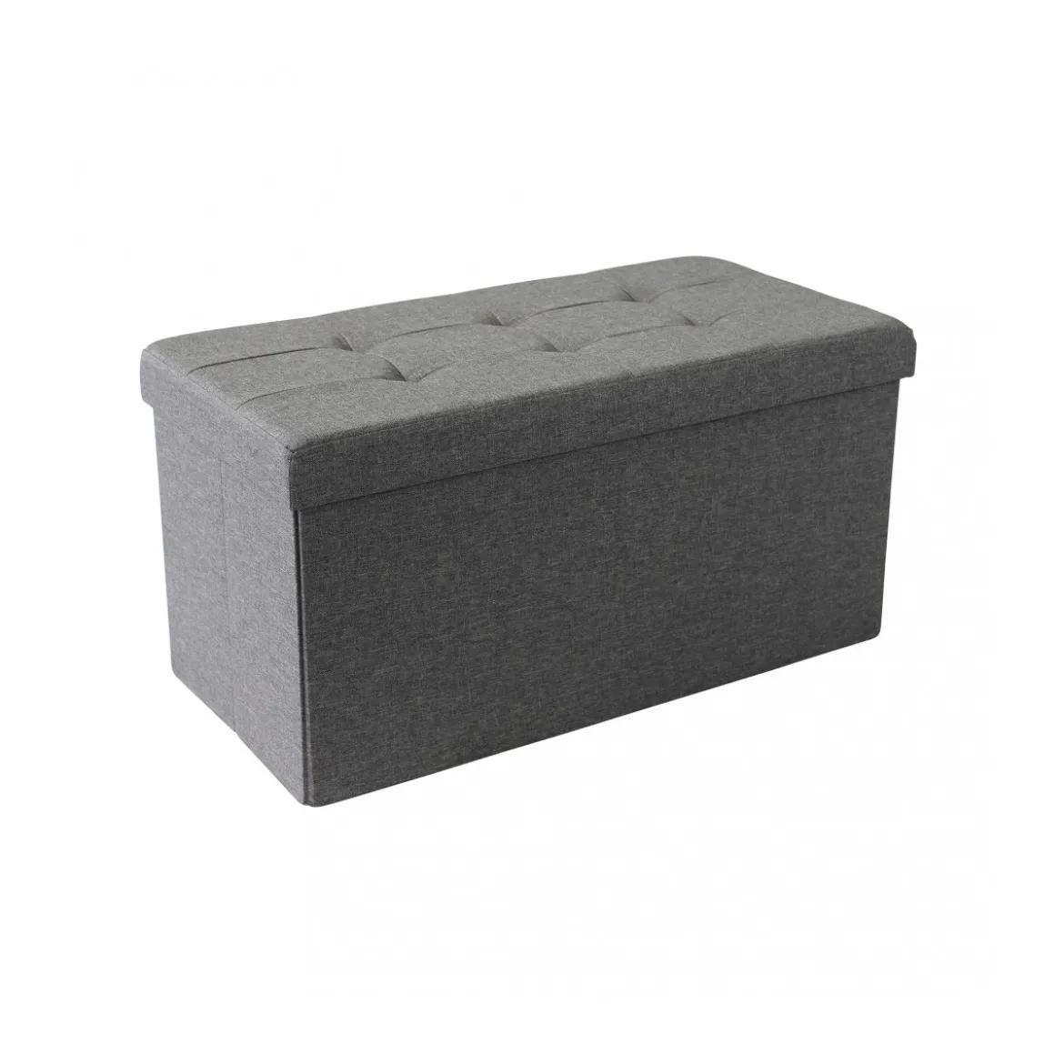 Pouf Contenitore Rettangolare in Stoffa Grigio Scuro 76x38 cm