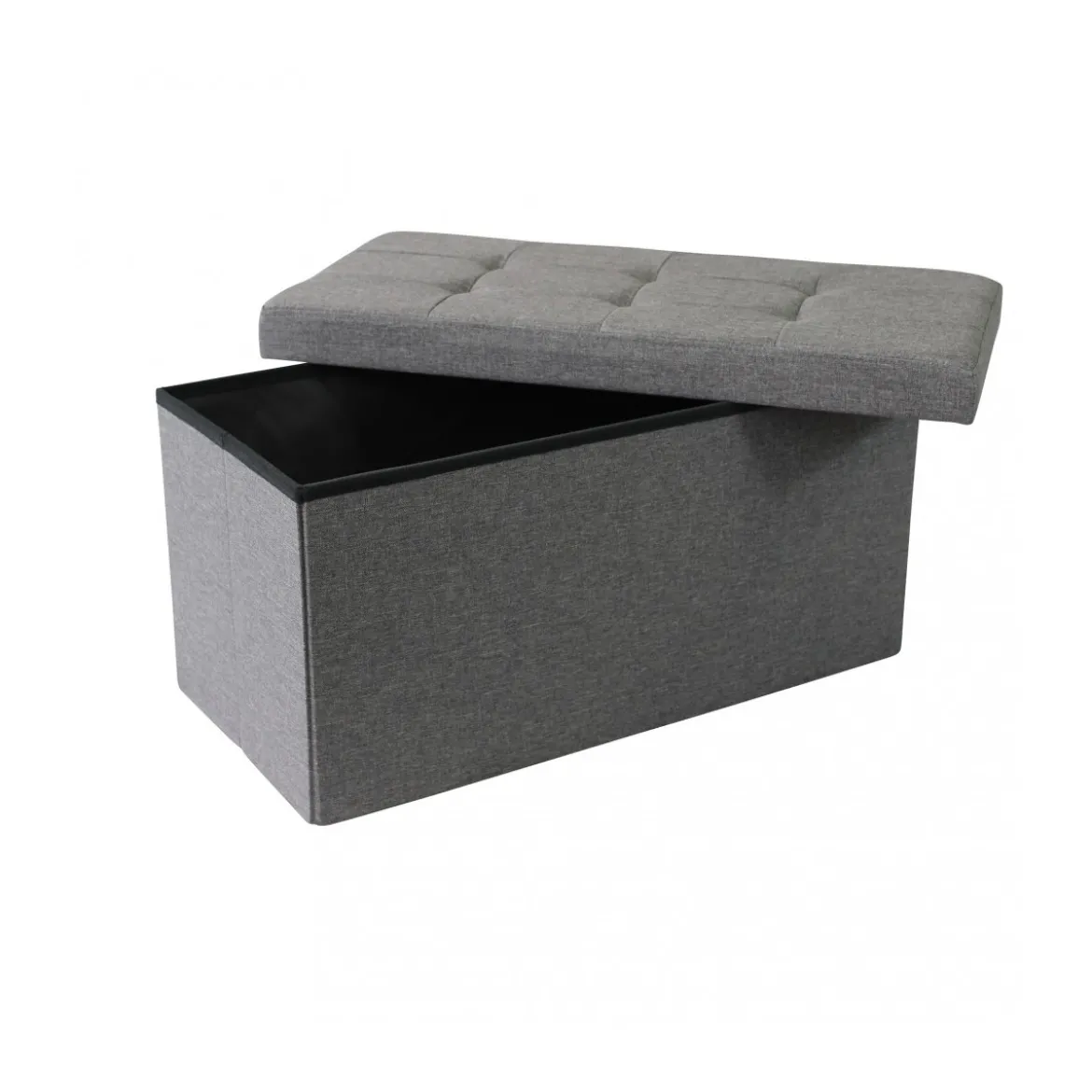 Pouf Contenitore Rettangolare in Stoffa Grigio Scuro 76x38 cm