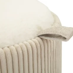 Pouf da Toeletta Contenitore Bianco Imbottito per Camera Soggiorno