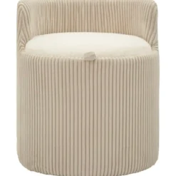 Pouf da Toeletta Contenitore Bianco Imbottito per Camera Soggiorno