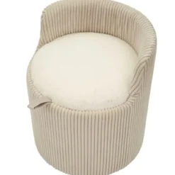 Pouf da Toeletta Contenitore Bianco Imbottito per Camera Soggiorno