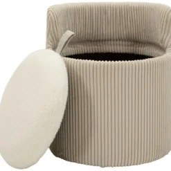 Pouf da Toeletta Contenitore Bianco Imbottito per Camera Soggiorno