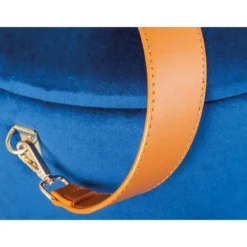 Pouff Contenitore Blu Tondo Puff Portaoggetti Sgabello con Maniglia