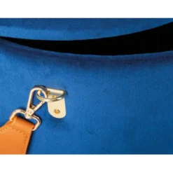 Pouff Contenitore Blu Tondo Puff Portaoggetti Sgabello con Maniglia
