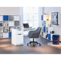 Pouff Contenitore Blu Tondo Puff Portaoggetti Sgabello con Maniglia