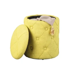 Pouff Contenitore Rotondo 34x40 Puff Tondo Portaoggetti Pouf Divano Portariviste