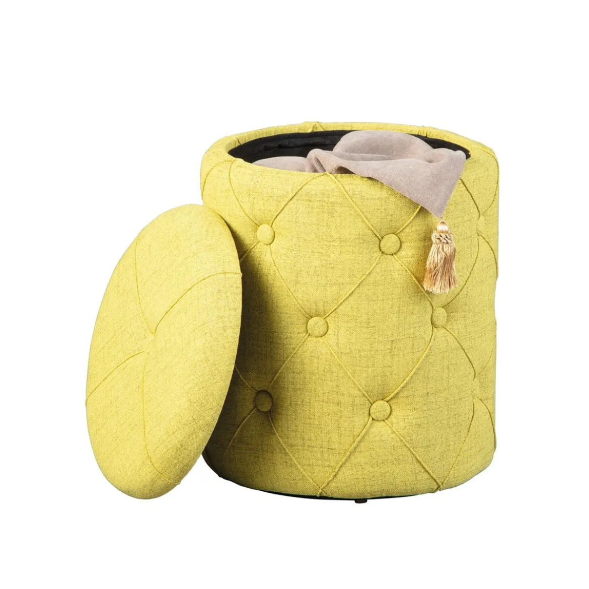 Pouff Contenitore Rotondo 34x40 Puff Tondo Portaoggetti Pouf Divano Portariviste