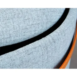 Pouff Portaoggetti con Maniglia Contenitore Grigio Tondo Puff da Salotto