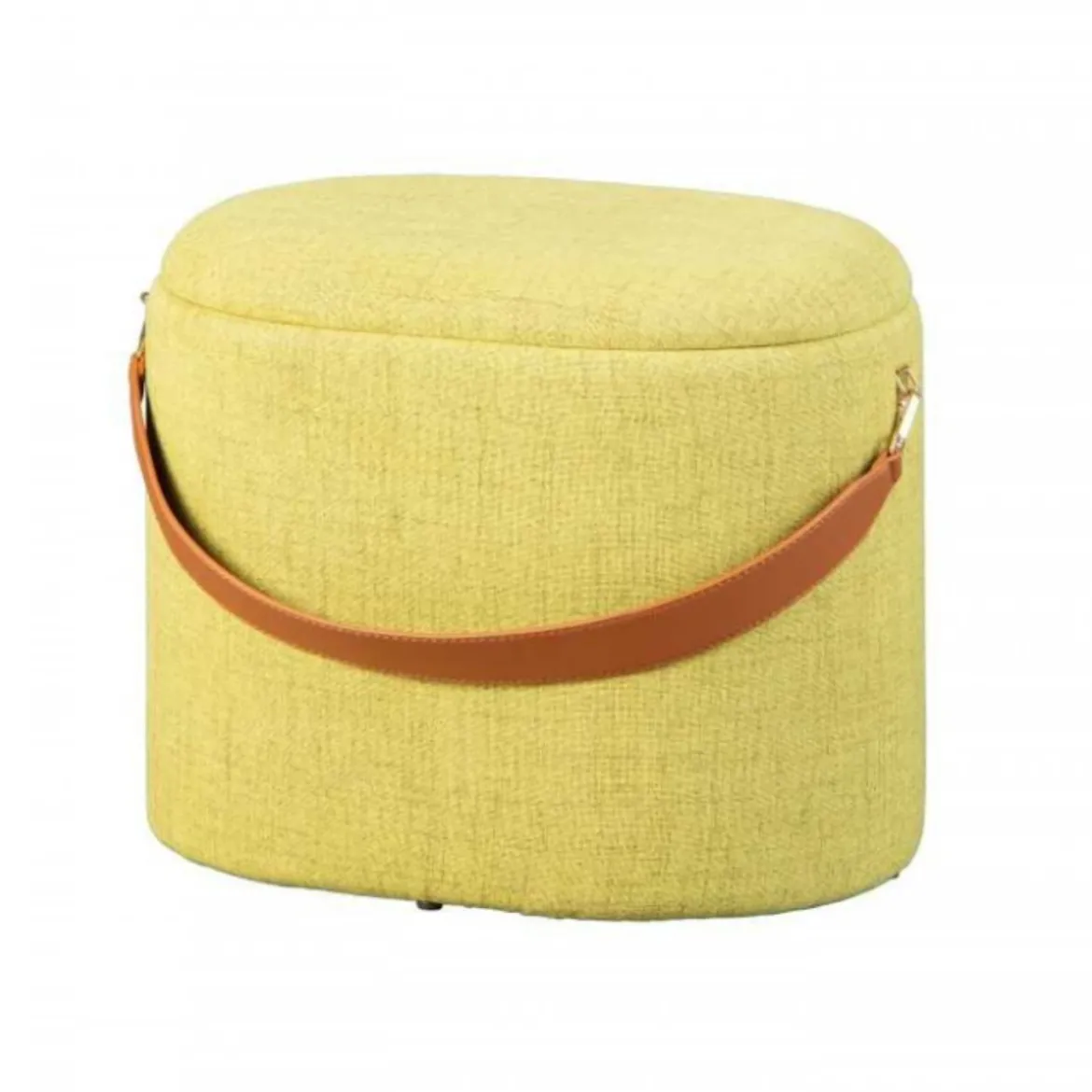 Pouff Tondo Giallo Verde Contenitore Puff Portaoggetti con Maniglia
