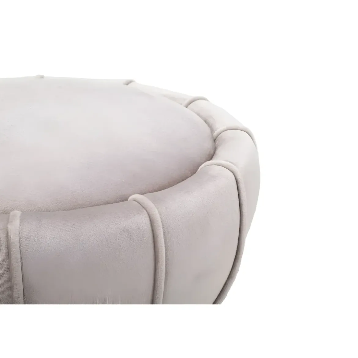 Pouf Imbottito in Velluto Grigio Oro da Soggiorno Camera da Letto