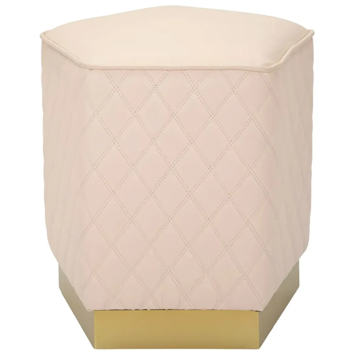 Pouf Imbottito Similpelle Trapuntata Rosa Oro Salotto Camera da Letto