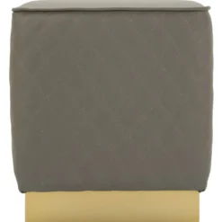 Pouf Imbottito Similpelle Trapuntata Grigio Oro Salotto Camera da Letto