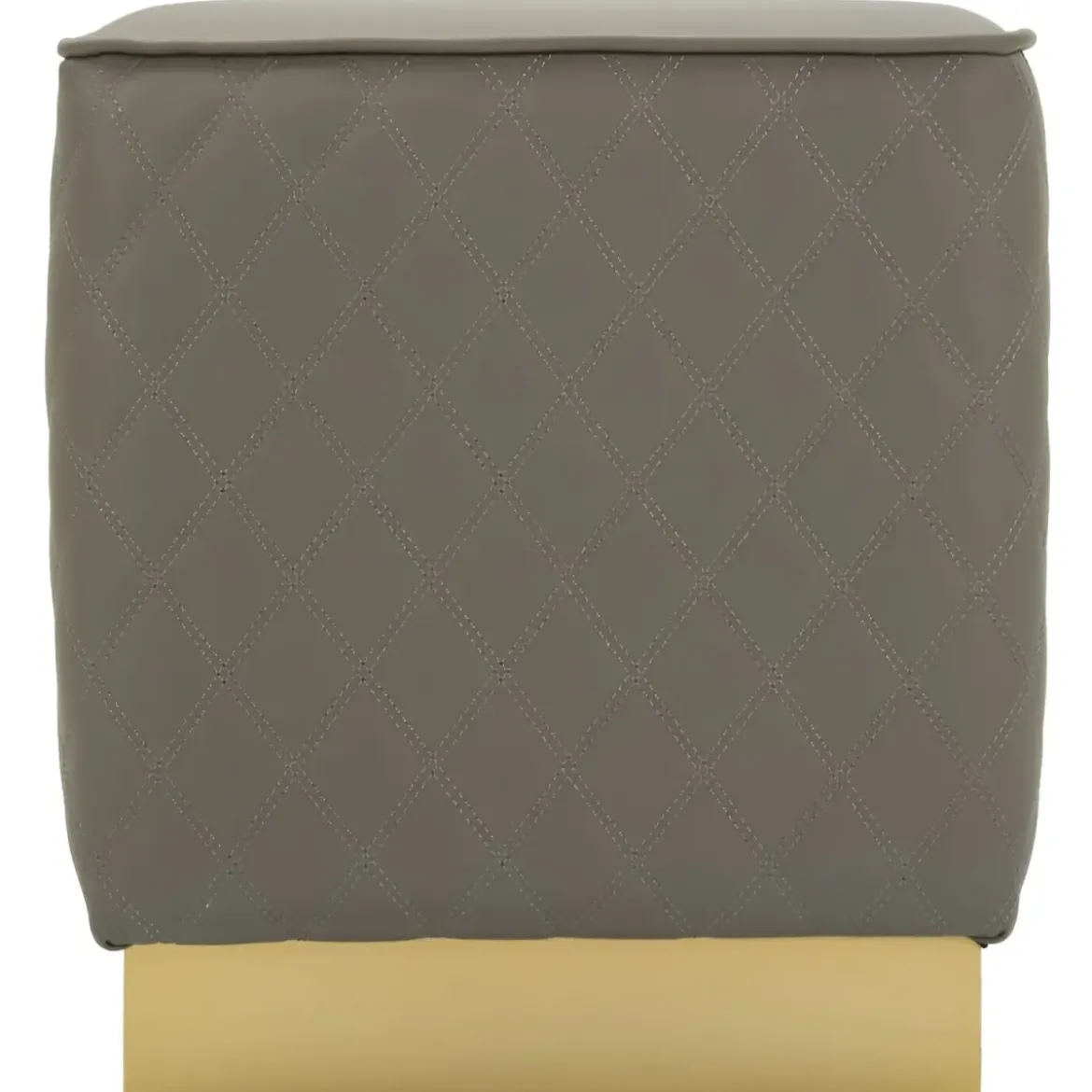Pouf Imbottito Similpelle Trapuntata Grigio Oro Salotto Camera da Letto