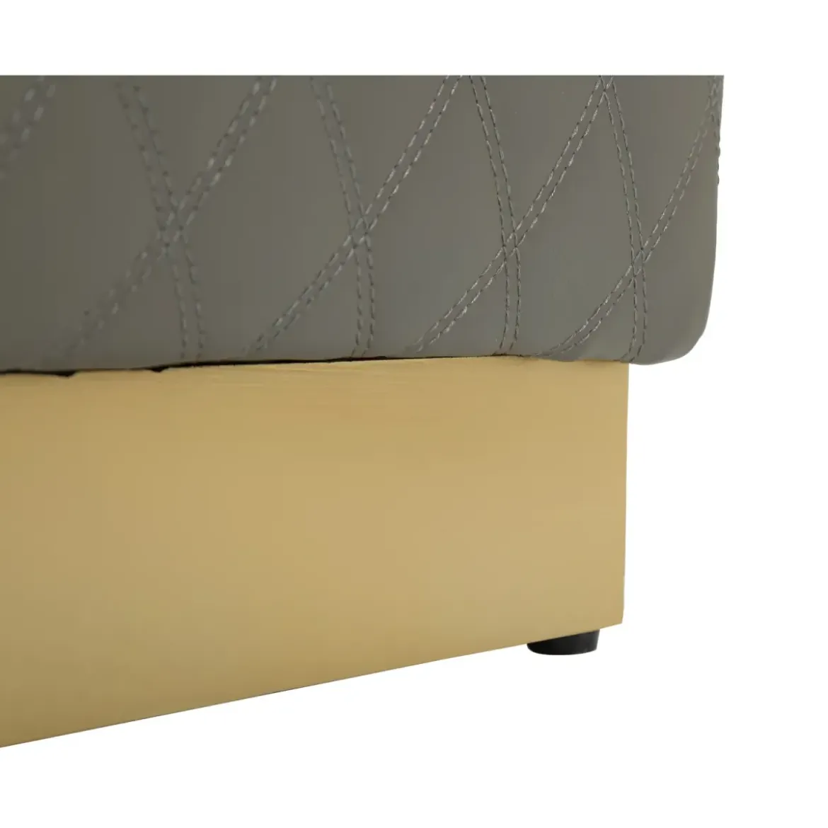Pouf Imbottito Similpelle Trapuntata Grigio Oro Salotto Camera da Letto