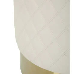 Pouf Imbottito Similpelle Trapuntata Bianco Oro Salotto Camera da Letto
