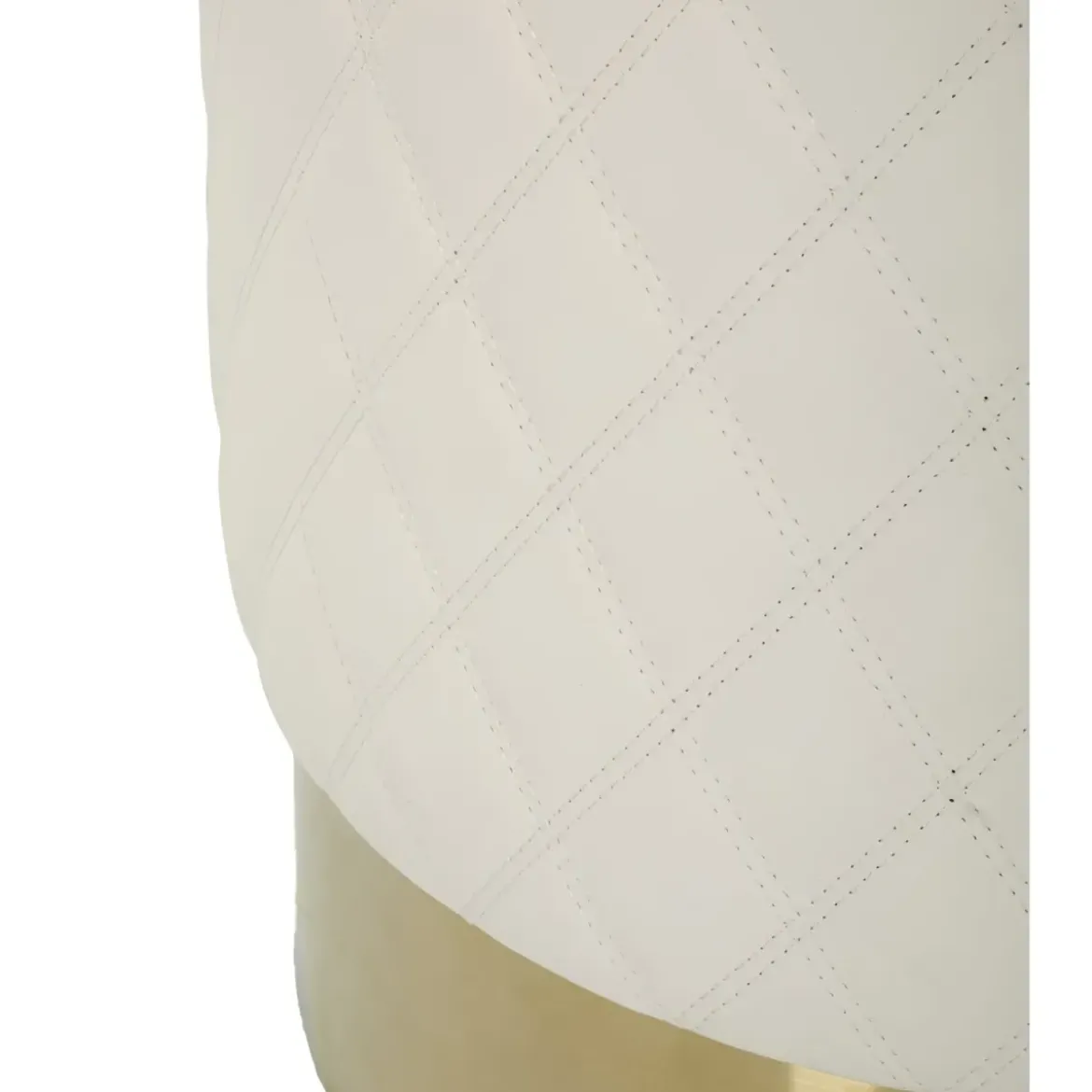 Pouf Imbottito Similpelle Trapuntata Bianco Oro Salotto Camera da Letto