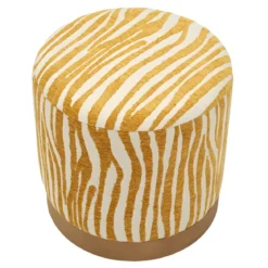 Pouf in Spugna Zebrato Senape Marrone da Soggiorno Camera da Letto