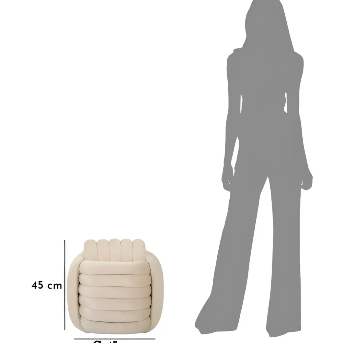 Pouf in Velluto Crema Quadrato Elegante per Salotto Camera da Letto
