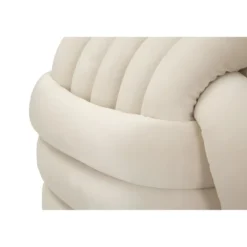 Pouf in Velluto Crema Quadrato Elegante per Salotto Camera da Letto