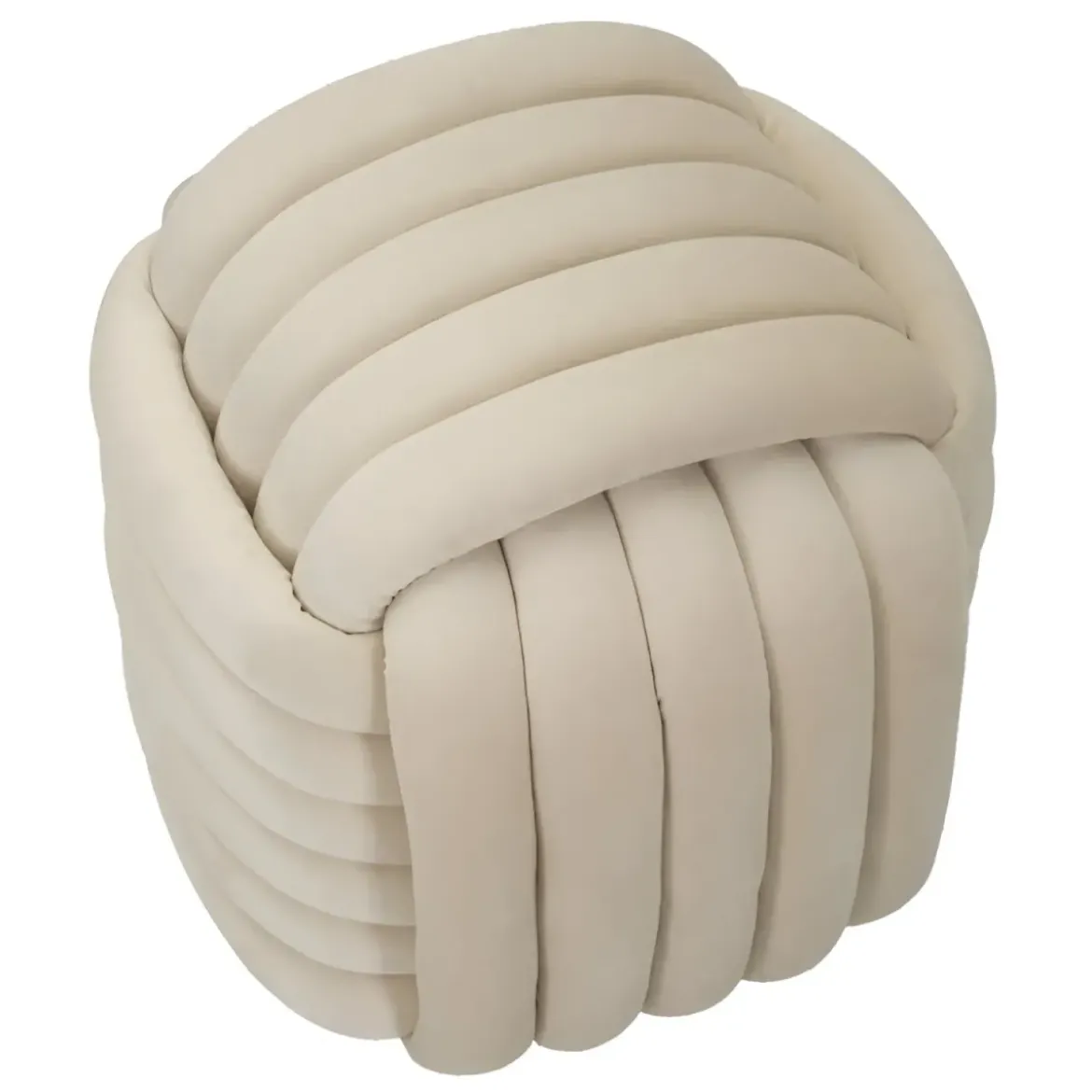 Pouf in Velluto Crema Quadrato Elegante per Salotto Camera da Letto