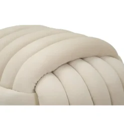 Pouf in Velluto Crema Quadrato Elegante per Salotto Camera da Letto