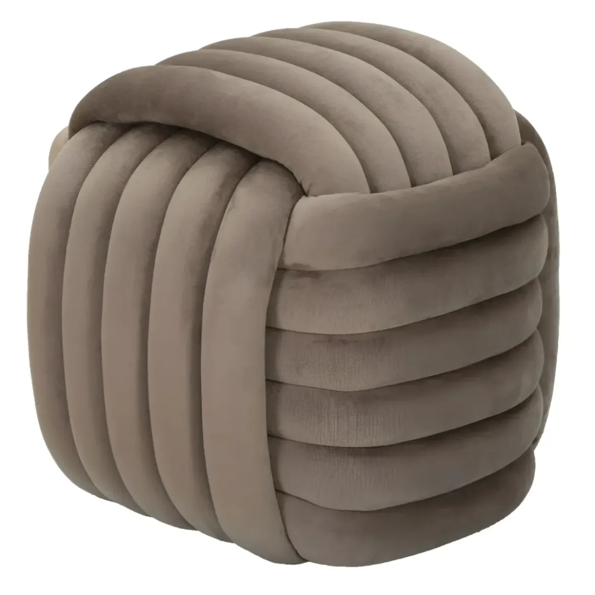 Pouf in Velluto Grigio Quadrato Elegante per Salotto Camera da Letto