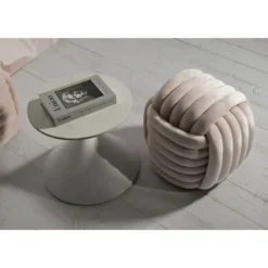 Pouf in Velluto Rosa Quadrato Elegante per Salotto Camera da Letto
