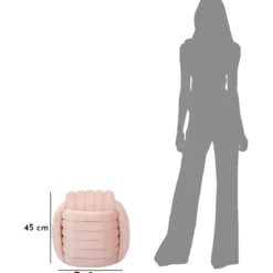 Pouf in Velluto Rosa Quadrato Elegante per Salotto Camera da Letto