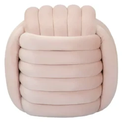 Pouf in Velluto Rosa Quadrato Elegante per Salotto Camera da Letto
