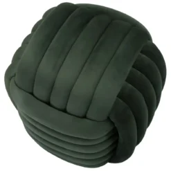 Pouf in Velluto Verde Quadrato Elegante per Salotto Camera da Letto