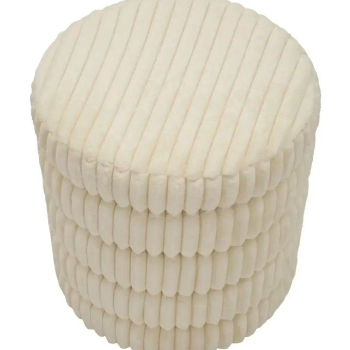 Pouf Letto Divano Bianco Rotondo Imbottito Mdf Poliestere Morbido