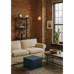 Pouf Letto Singolo Pieghevole Richiudibile Blu 70x70 cm Salvaspazio
