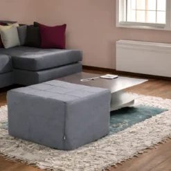 Pouf Letto Singolo Pieghevole Richiudibile Grigio 70x70 cm Salvaspazio