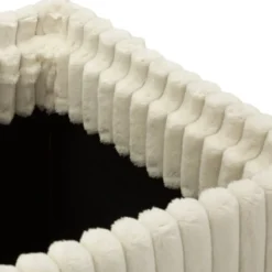 Pouf Panca Contenitore Bianco Imbottito Mdf Poliestere Camera da Letto