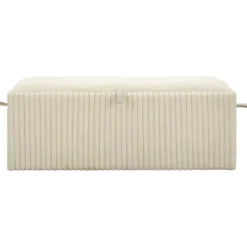 Pouf Panca Contenitore Bianco Imbottito Mdf Poliestere Camera da Letto