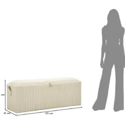 Pouf Panca Contenitore Bianco Imbottito Mdf Poliestere Camera da Letto